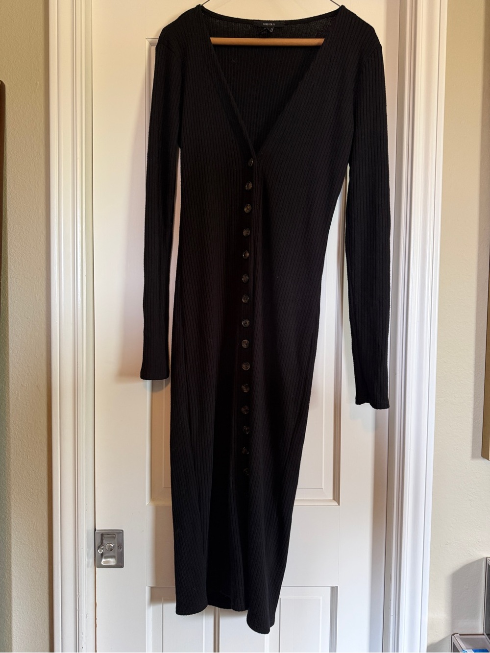 Vintage Forever 21 Button Front Ribber Sweater Midi Dress size Medium